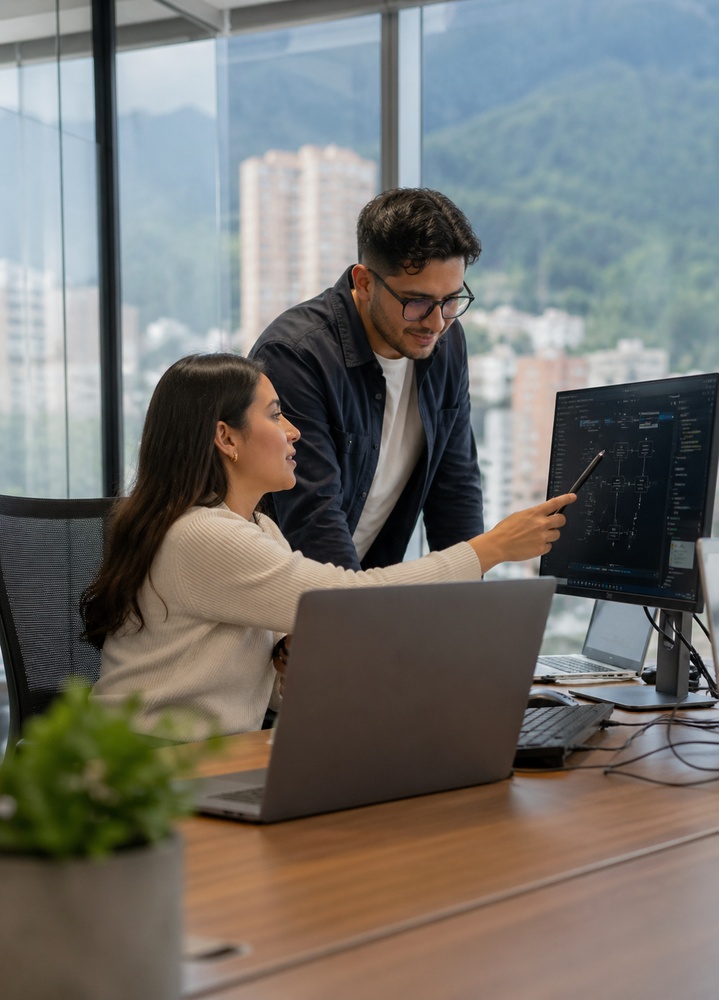 Equipo trabajando en software